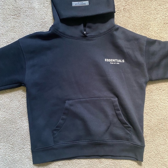 Essentials Charcoal Hoodie with Logo - Picture 1 of 5